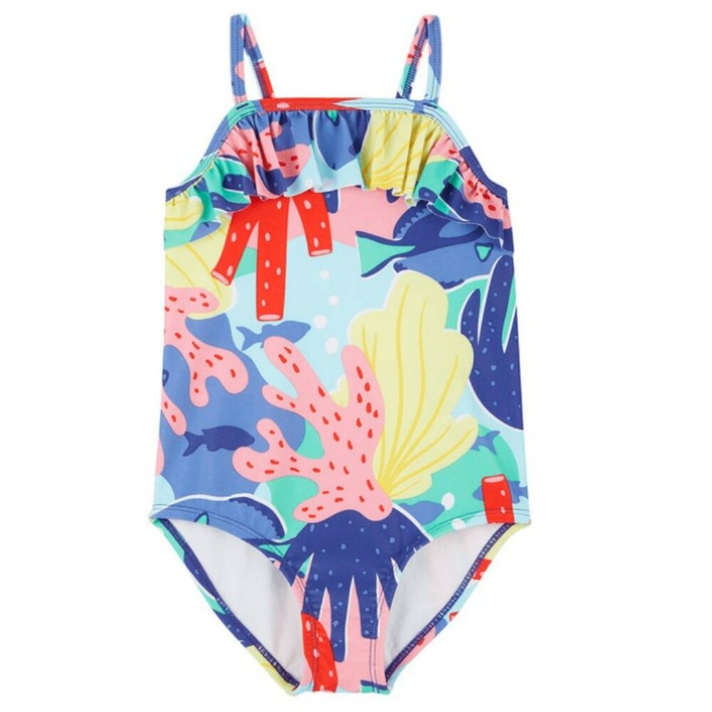 NWT. CARTER'S Girls' Sea Life Coral One Piece Swimsuit